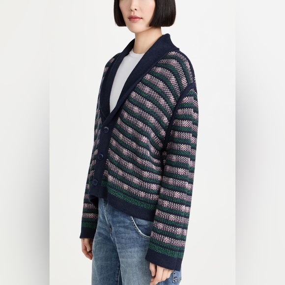 NWOT THE GREAT Navy Blue Bloom Lodge Alpaca & Wool Blend Floral Cardigan Sz S - Picture 3 of 16